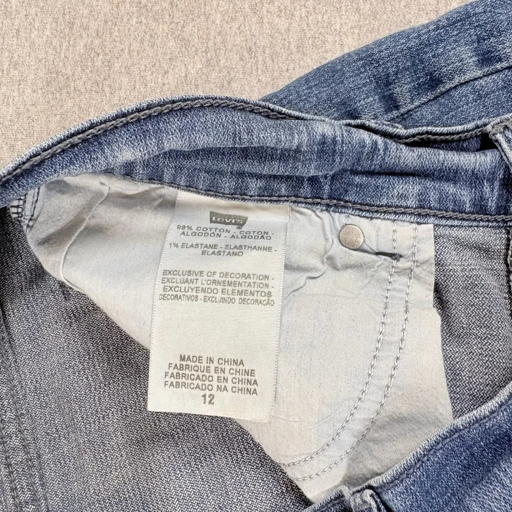 Levis Denim Shorts Womens Size 12 Blue Mid Rise Double Button Stretch R Tag